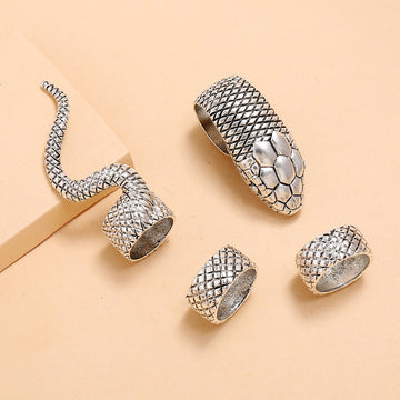 R558 - Retro heavy metal dark gothic 4 four-piece ring set